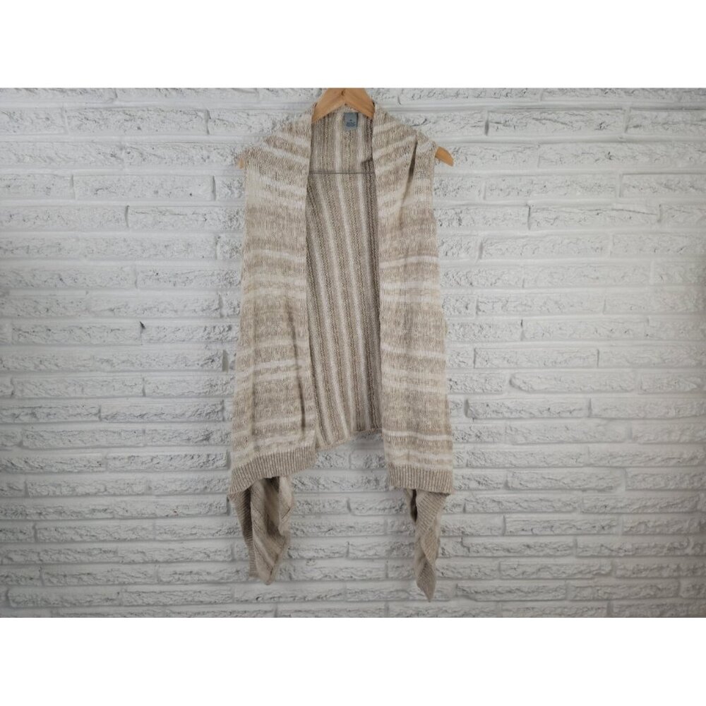 Olivia Sky Cardigan Sweater Womens 3X Beige Sleeveless Cotton Knit Open SWE35E